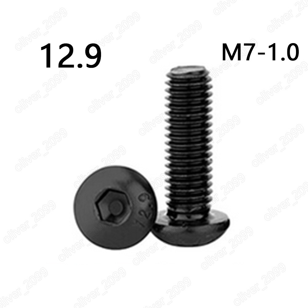 M7 Hex Socket Bolts Button Head Screws Black 12.9 Steel Length 12 - 60mm M7 Hex Socket Bolts Button Head Screws Black 12.9 Steel Length 12 - 60mm