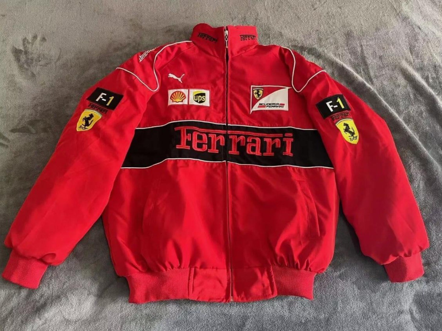 Ferrari Jacket Ebroidered Cotton Padded F 1 Racing Unisex Embroidery Jacket