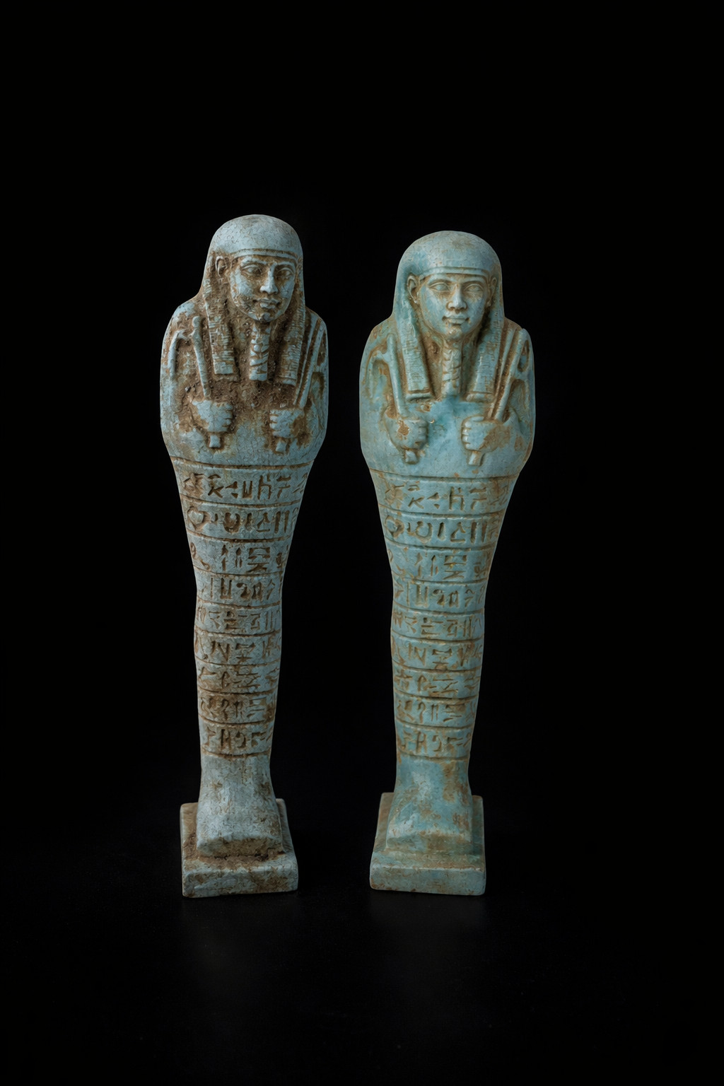 Rare Antique Ancient Egyptian 2 Ushabti Servant Statues Hieroglyphic Bc Stone