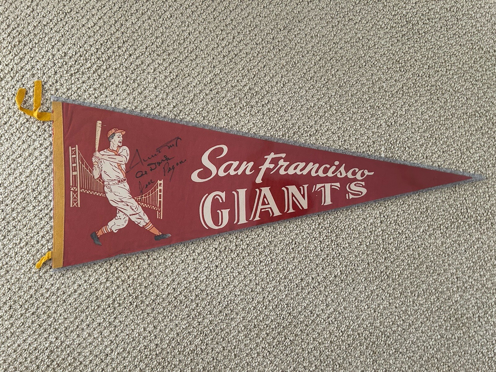 Rare Willie Mays Signed Autographed 1960s Giants Pennant Al Dark Jose Pagan