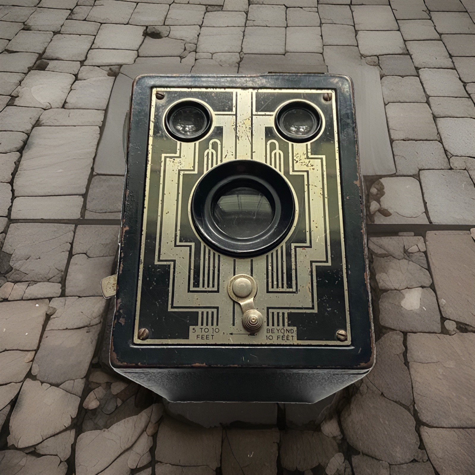 Vintage Kodak Six-20 Brownie Box Camera Art Deco Face 1930s Mid Century Antique