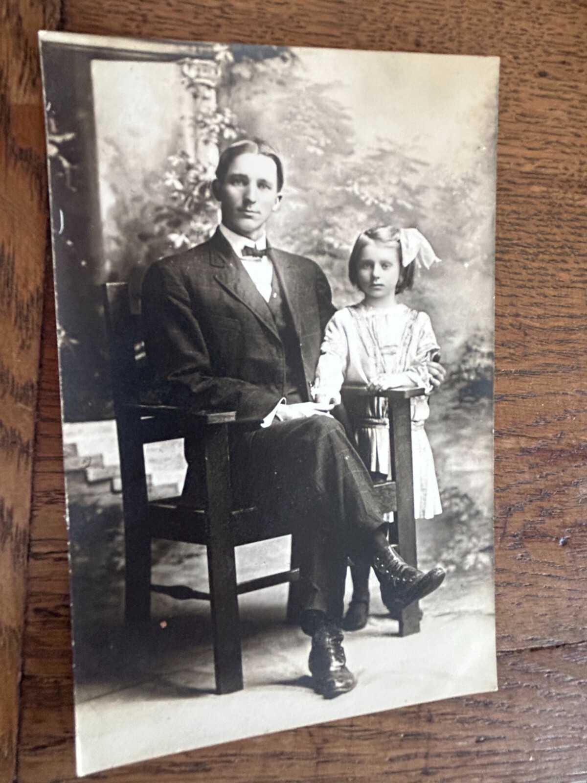 Man in Suit and Daughter Real Photo Postcard RPPC