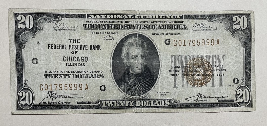 U.S. (Chicago, IL) - Series of 1929 $20.00 National Currency Banknote