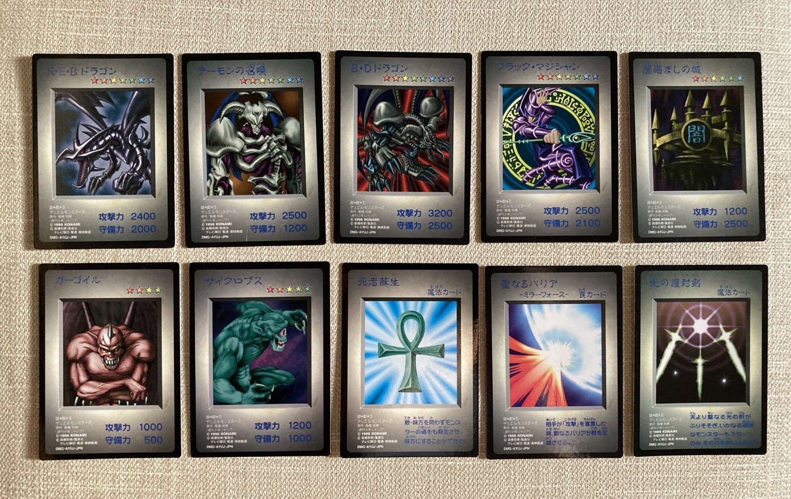 YUGIOH GB Duel Monsters Promo Complete 10 Cards Dark Magician Red-Eyes 1998