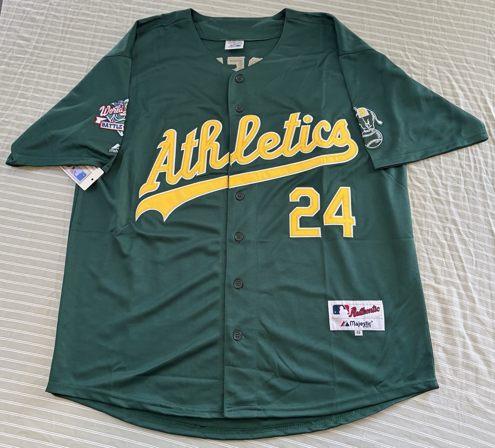 Rickey Henderson Oakland Athletics 1989 World Series Green Men's Jersey