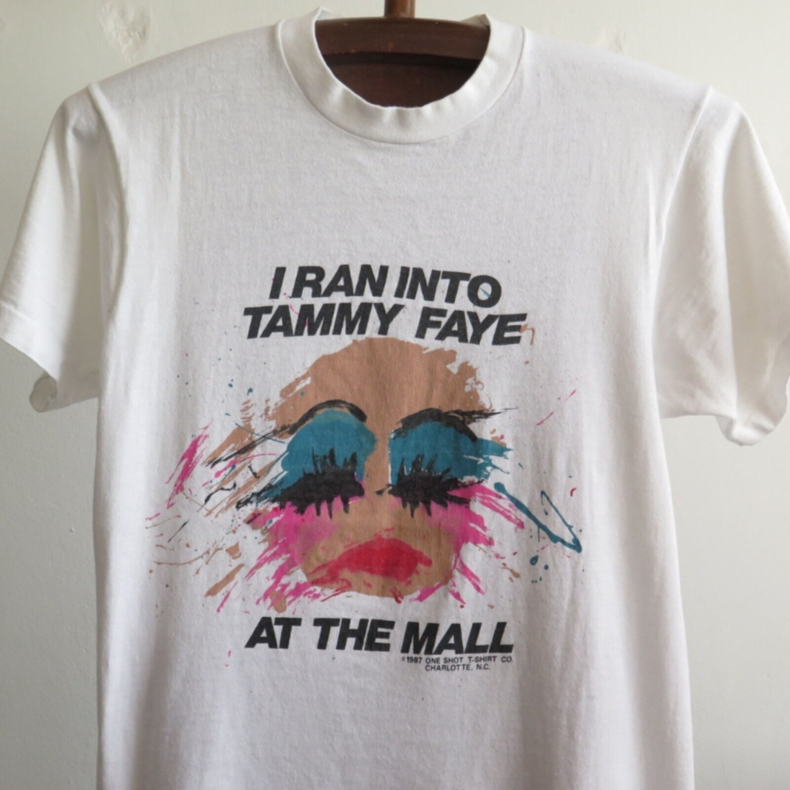 Vintage I Ran Into Tammy Faye at The Mall T Shirt Tammy Faye Bakker 1987 Rare Te
