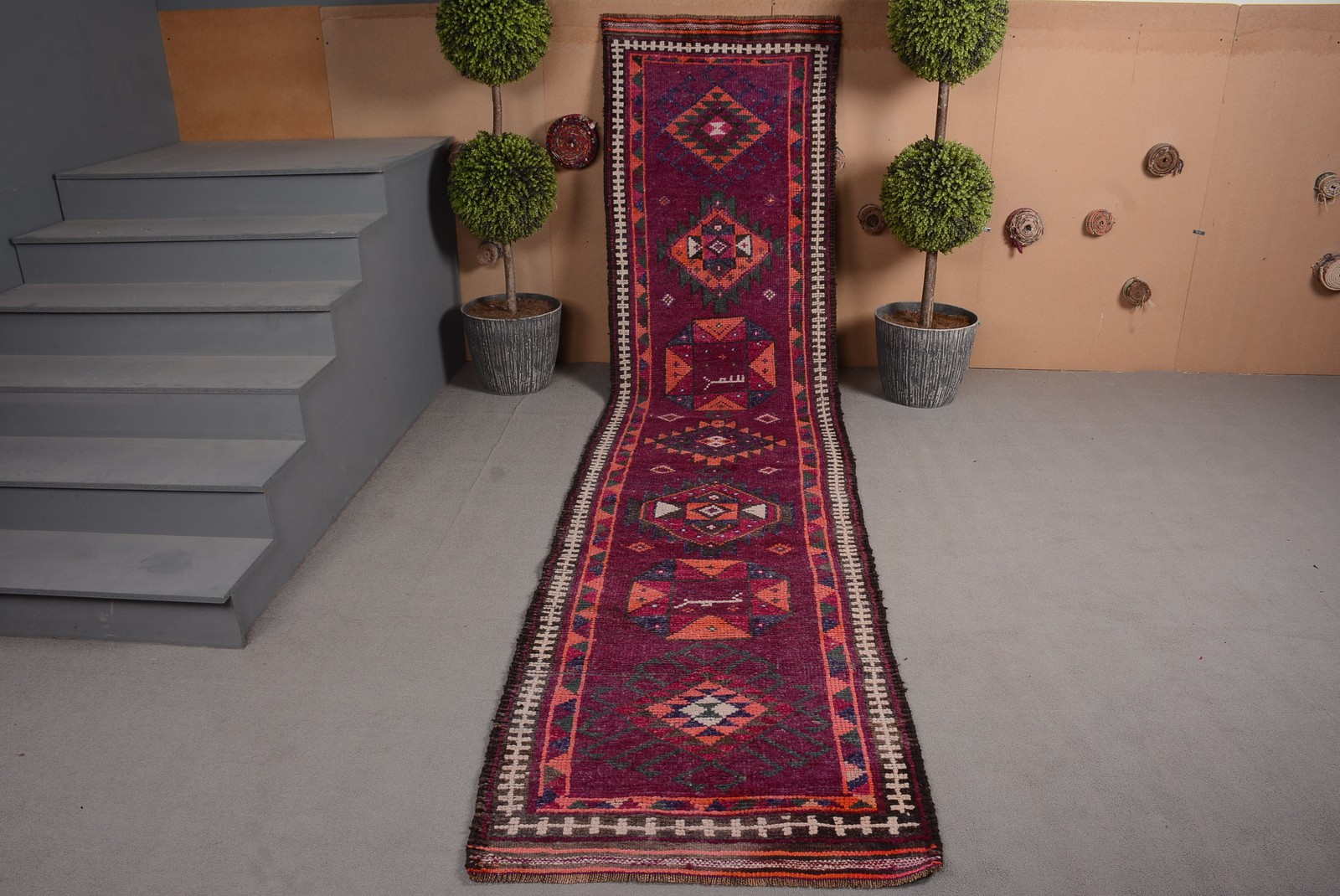 Geometric Kurdish Herki Rug, Vintage Red Tribal Runner, 3 x 12.6 ft, Turkish Han Geometric Kurdish Herki Rug, Vintage Red Tribal Runner, 3 x 12.6 ft, Turkish Han