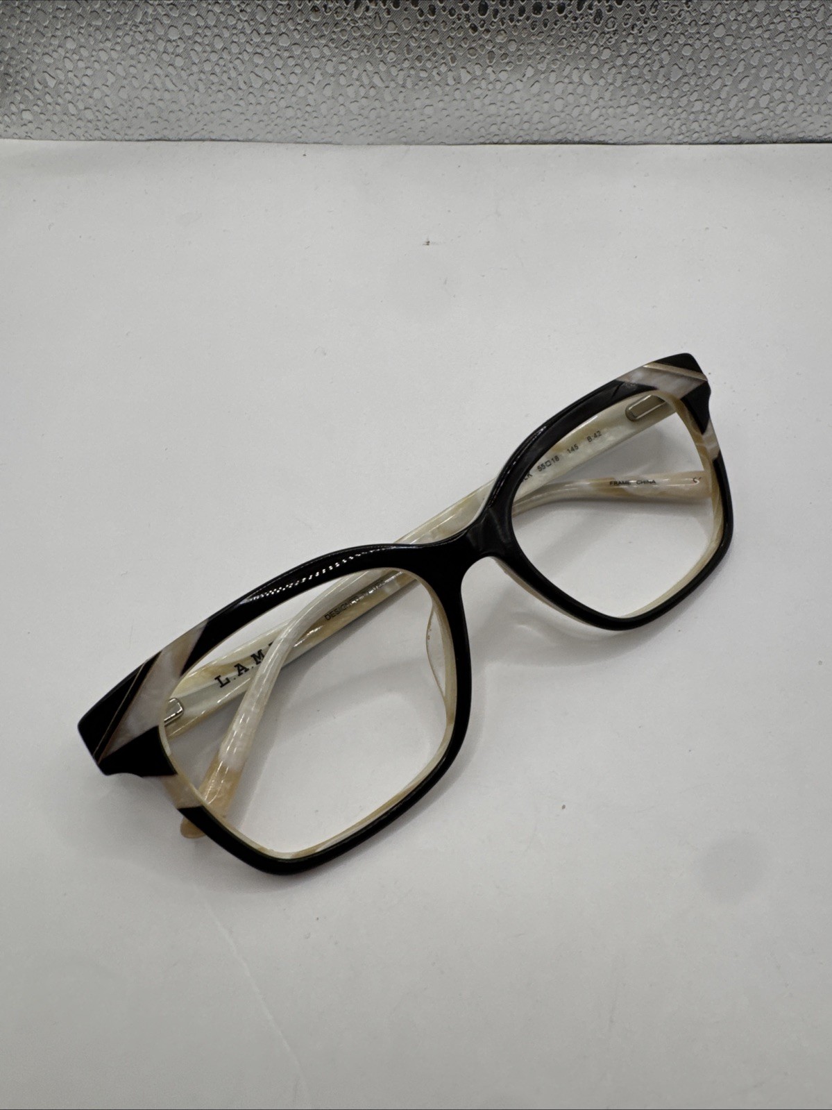 L.A.M.B LAUF105 BLK BROWN GOLD B:42 UNISEX AUTHENTIC EYEGLASSES FRAME 55-18-145