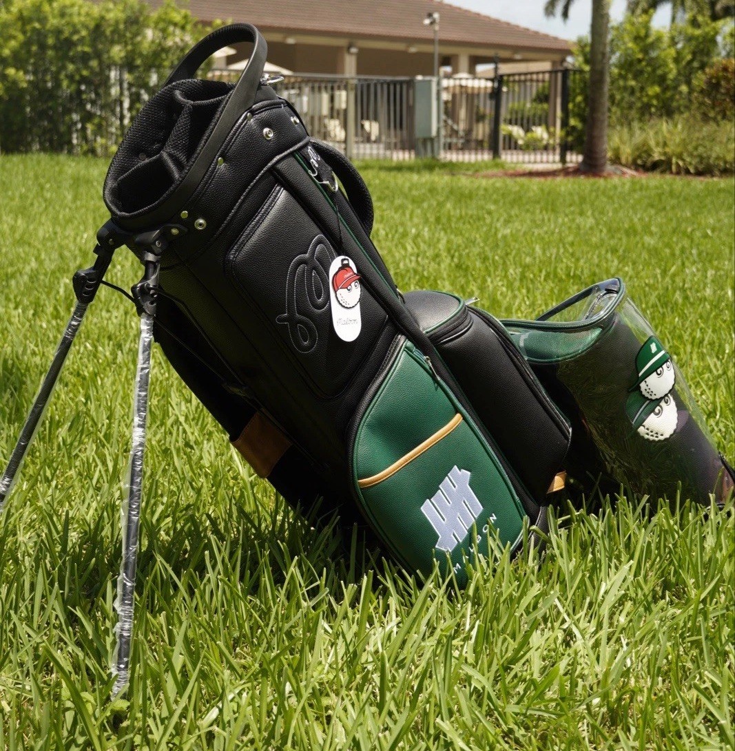 Malbon x UNDEFEATED Stand Golf Bag / Leather / Green Black / 4-Way Divider