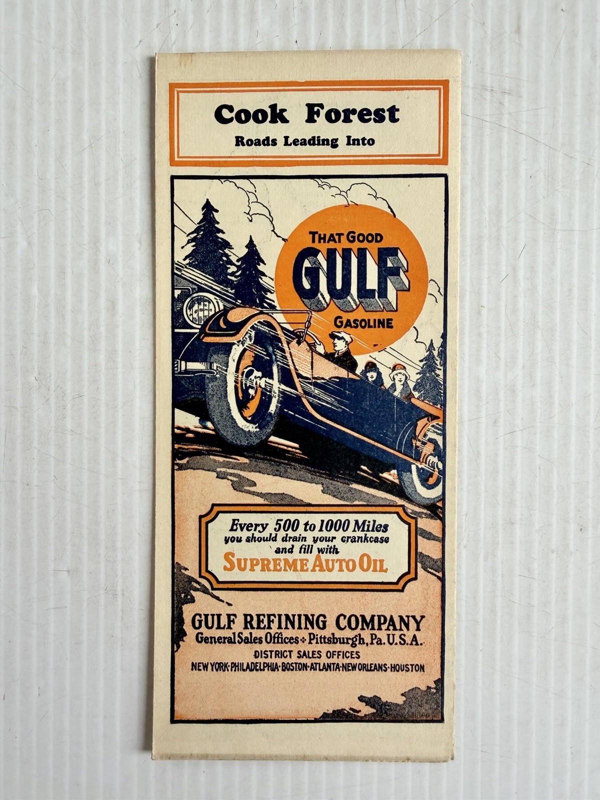 Vintage 20s-30s Gulf Refining Map, Roads Leading Into Cook Forest, PA, OH, NY Vintage 20s-30s Gulf Refining Map, Roads Leading Into Cook Forest, PA, OH, NY