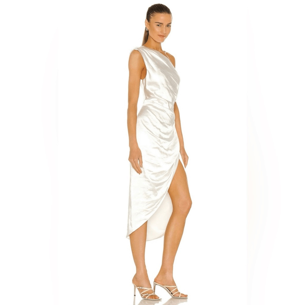 Elliatt Cassini Dress Asymmetrical MIDI in Ivory NEW NWT