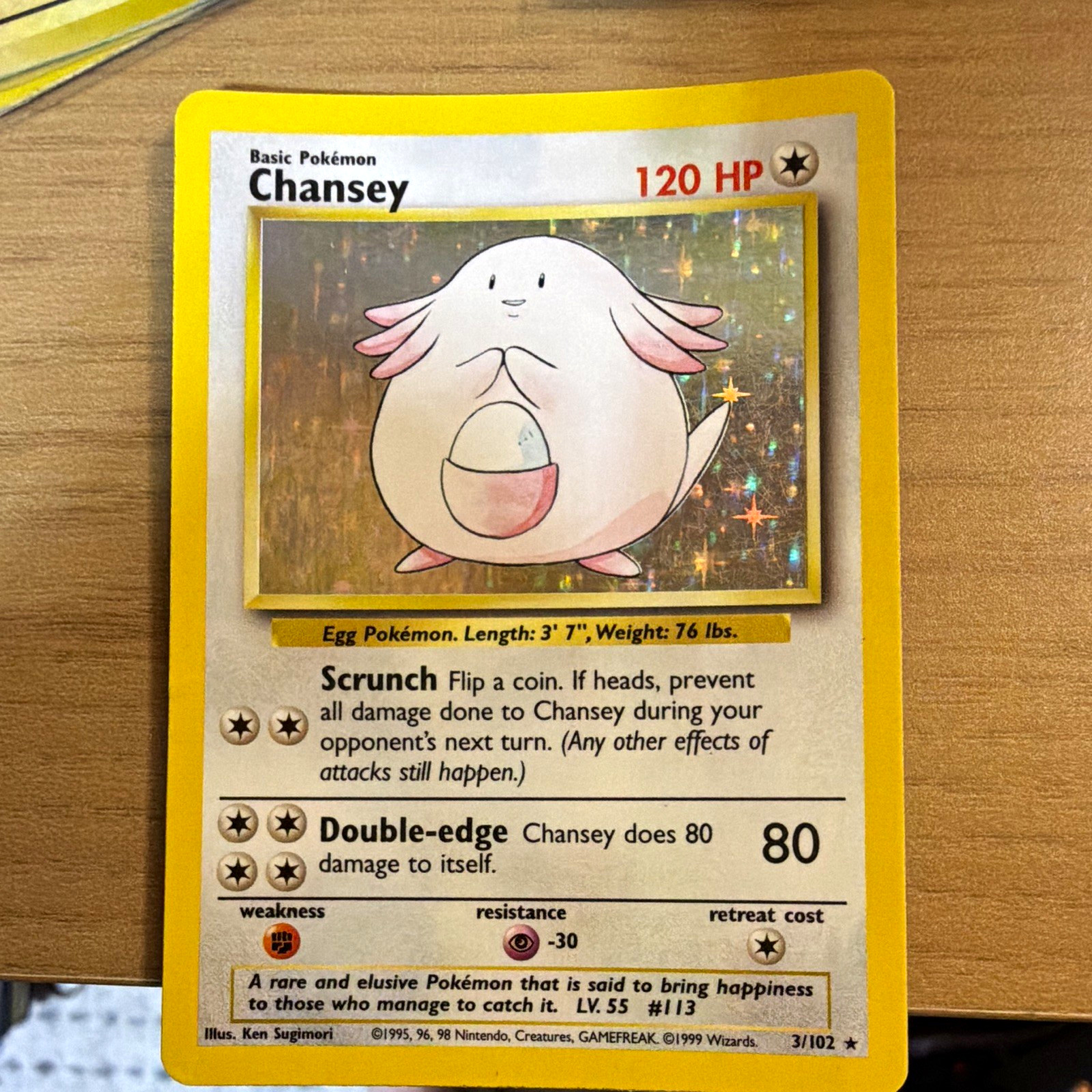 Nintendo Chansey 3/102 Base Set Unlimited Holo Rare EN Pokémon TCG 120HP