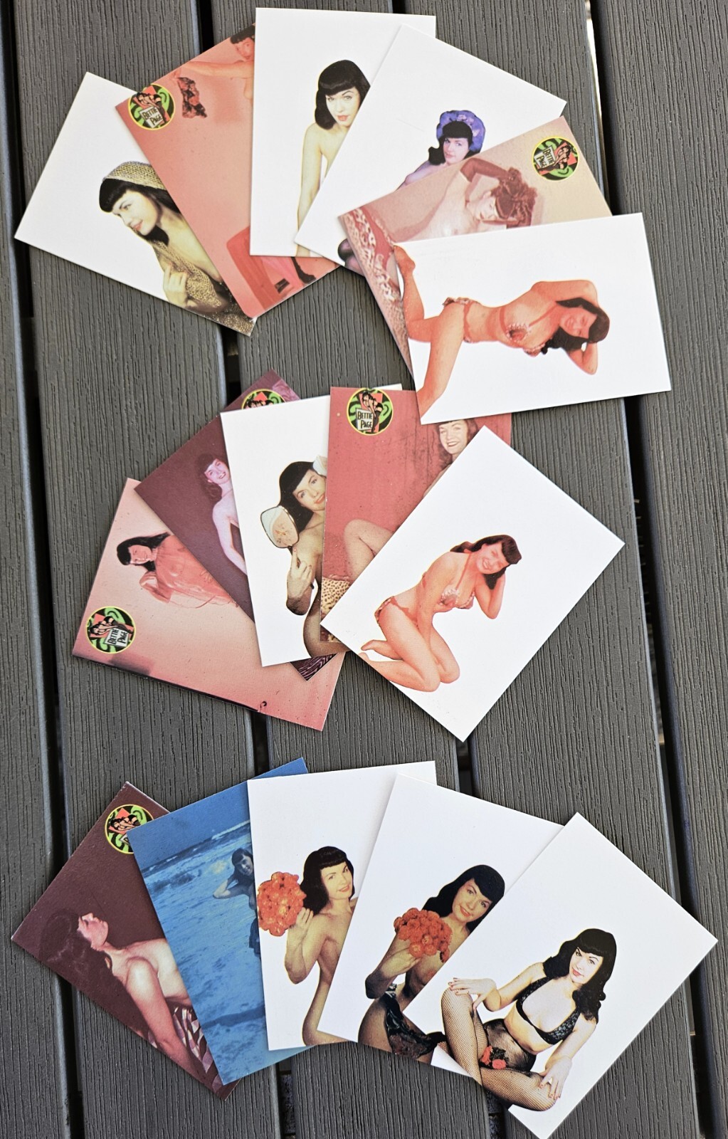 Lot of (16) Bettie Page Trading Cards. Risqué Lingerie - 1998 Keva International Lot of (16) Bettie Page Trading Cards. Risqué Lingerie - 1998 Keva International
