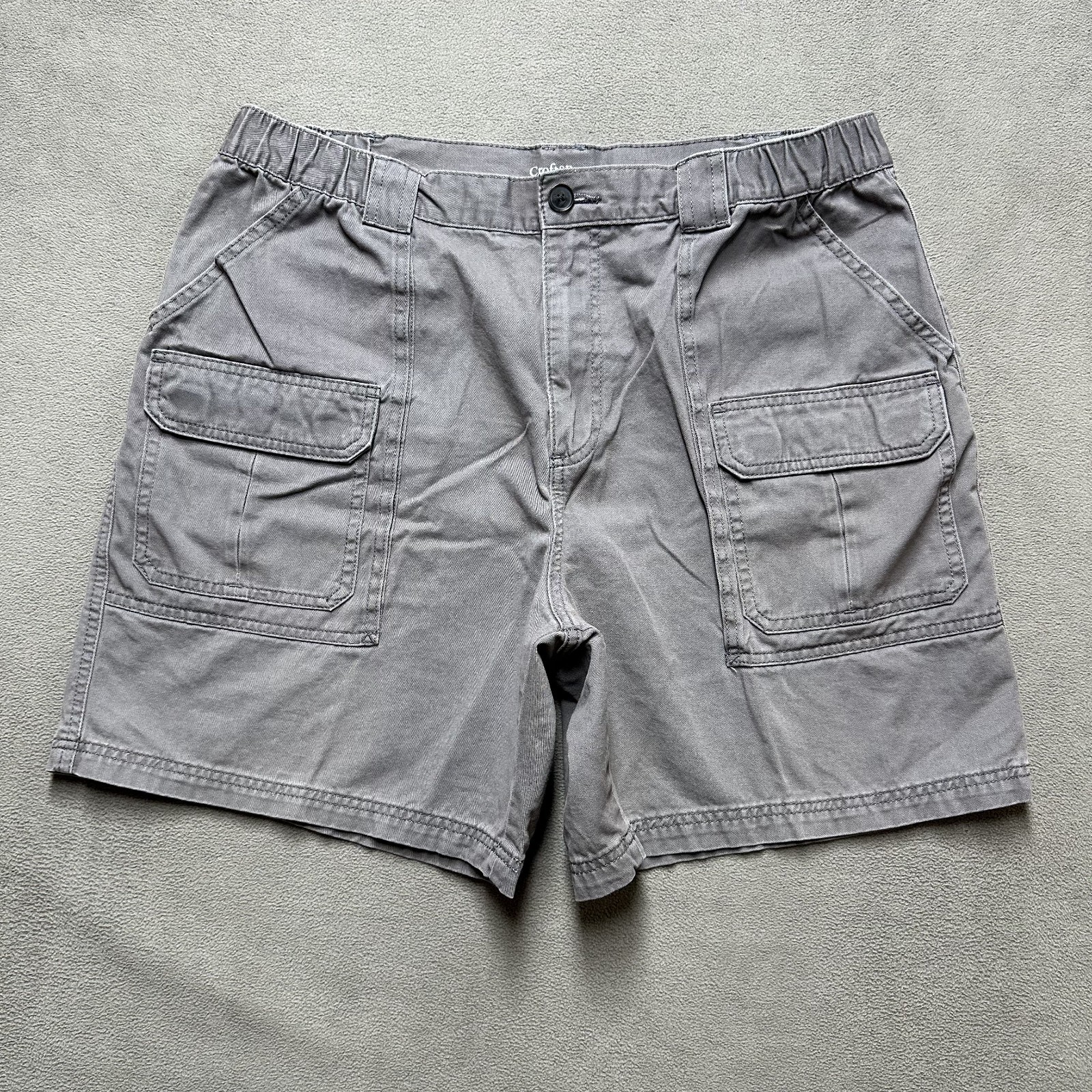 Croft & Barrow Shorts Mens 38 Gray Cotton Fishing Outdoors Hiking Cargo EUC