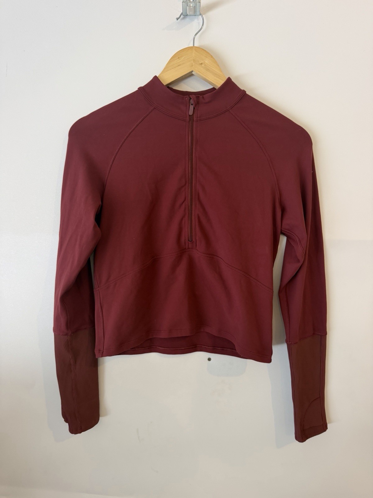 Lululemon It\'s Rulu Cropped Top Women’s 6 Maroon Half Zip Workout Yoga Run