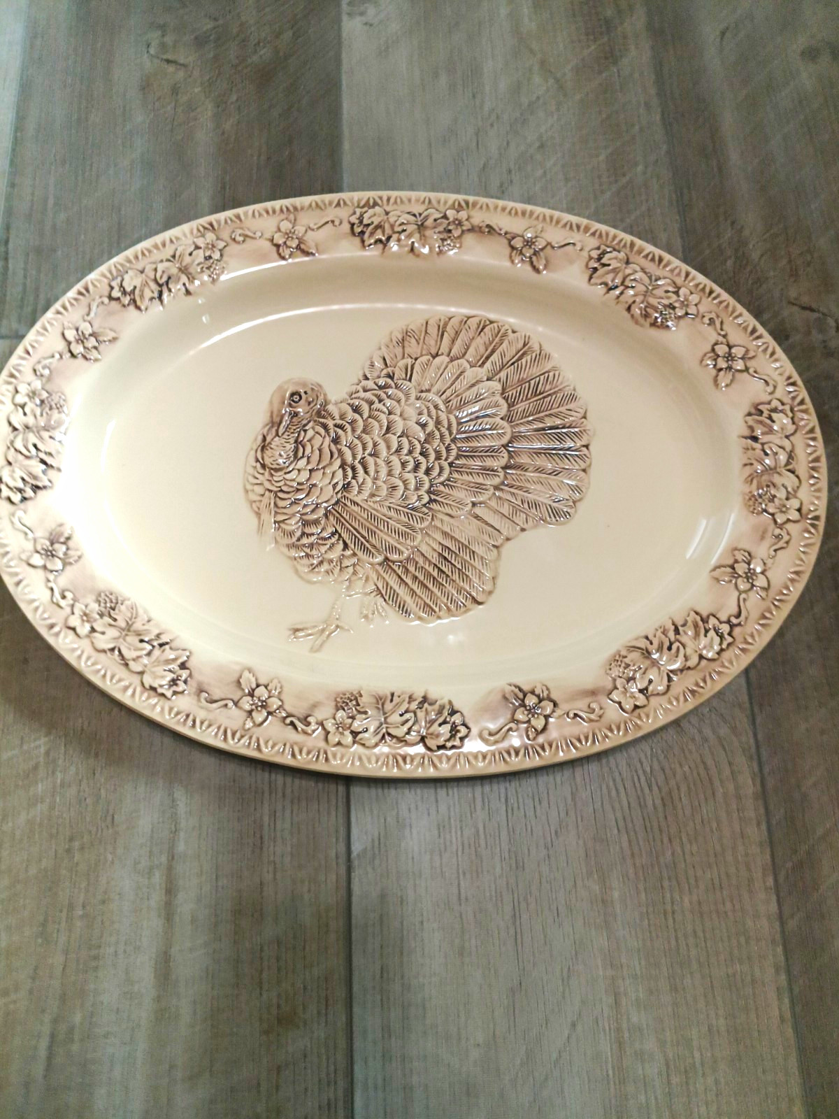 Johnson Bros Friendly Village Oval Turkey Platter Ceramic Beige/Brown Portugal