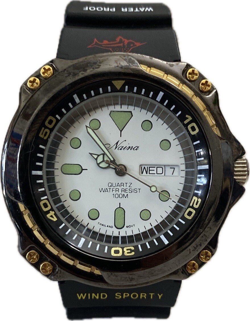 RARE Naina Specialty Watch Quartz Waterproof Resist 100M M/SEC Knots Wind Sporty RARE Naina Specialty Watch Quartz Waterproof Resist 100M M/SEC Knots Wind Sporty