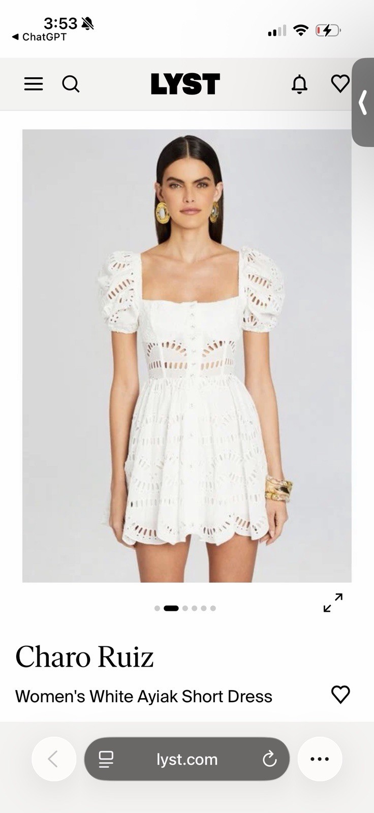 Charo Ruiz Ibiza Ayiak White Samoa Eyelet Lace Mini Dress Size S 