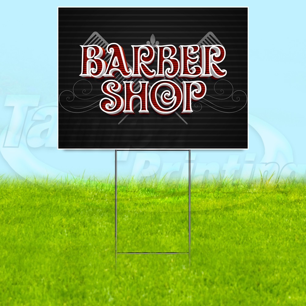 BARBERSHOP 18x24 Yard Sign Hair Salon Plastic Corrugated WITH STAKE USA YS08081