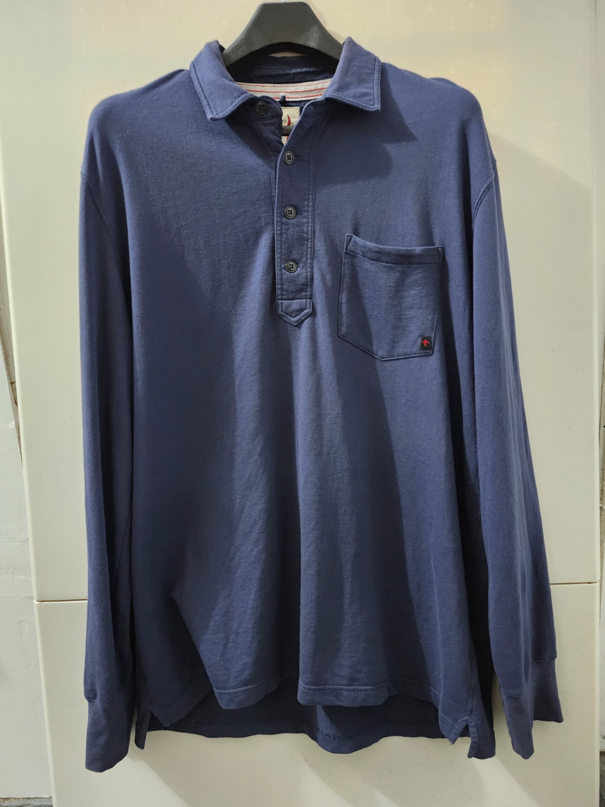 Relwen Shirt Mens 2X Blue Long Sleeve Vintage Pique Polo Pocket Cotton Solid Relwen Shirt Mens 2X Blue Long Sleeve Vintage Pique Polo Pocket Cotton Solid