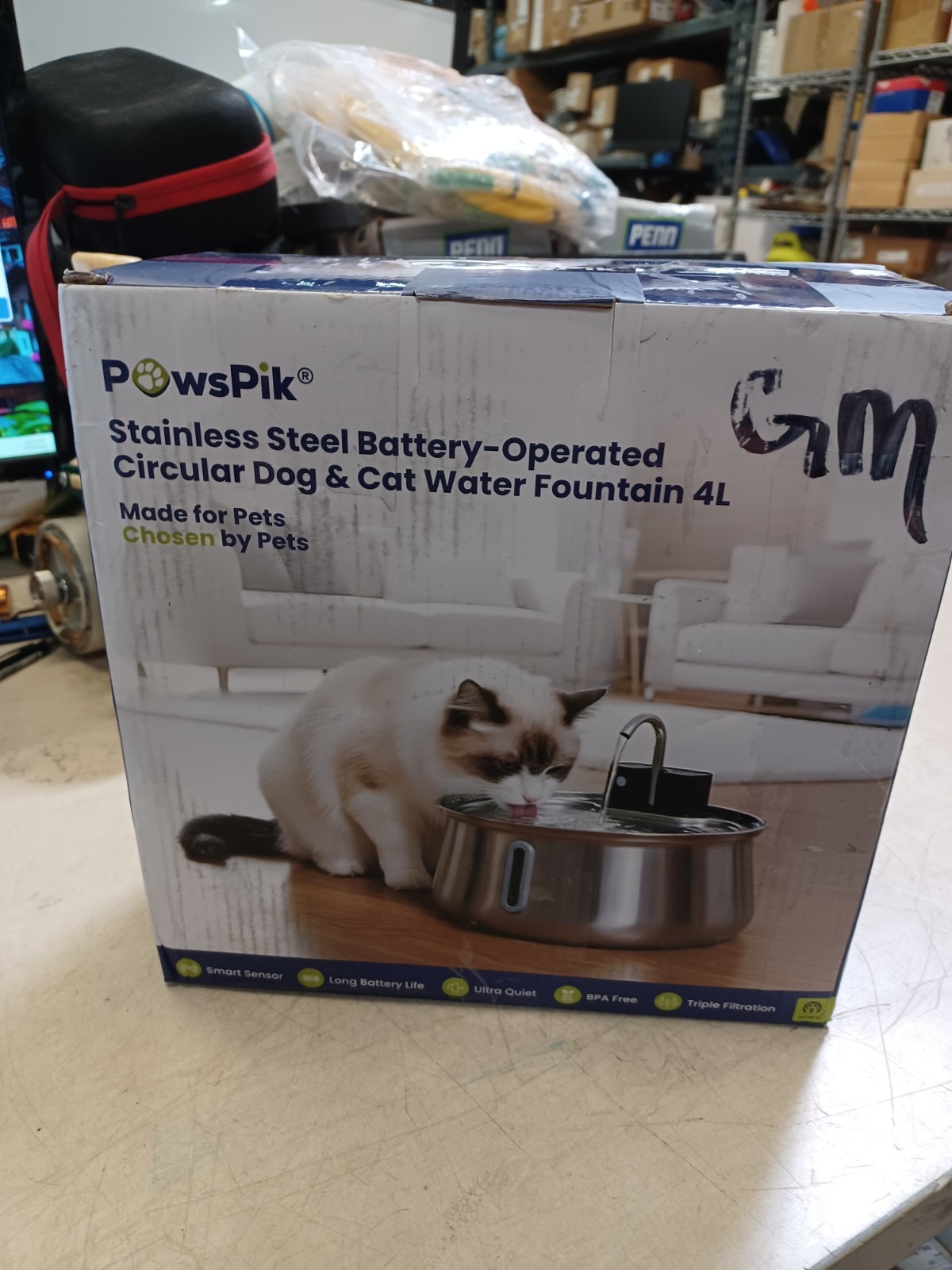 PawsPik Stainless Steel Battery-Operated Dog & Cat Water Fountain