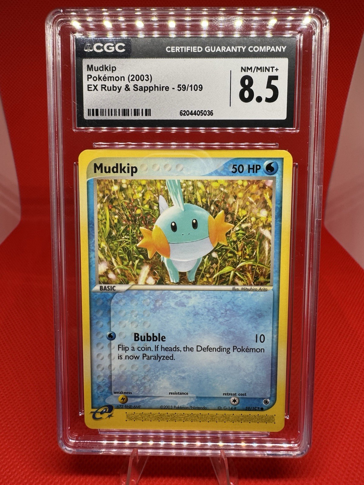 MUDKIP 59/109 Ex Ruby & Sapphire Vintage 2003 Pokemon TCG -CGC MINT+ 8.5 ✨ MUDKIP 59/109 Ex Ruby & Sapphire Vintage 2003 Pokemon TCG -CGC MINT+ 8.5 ✨