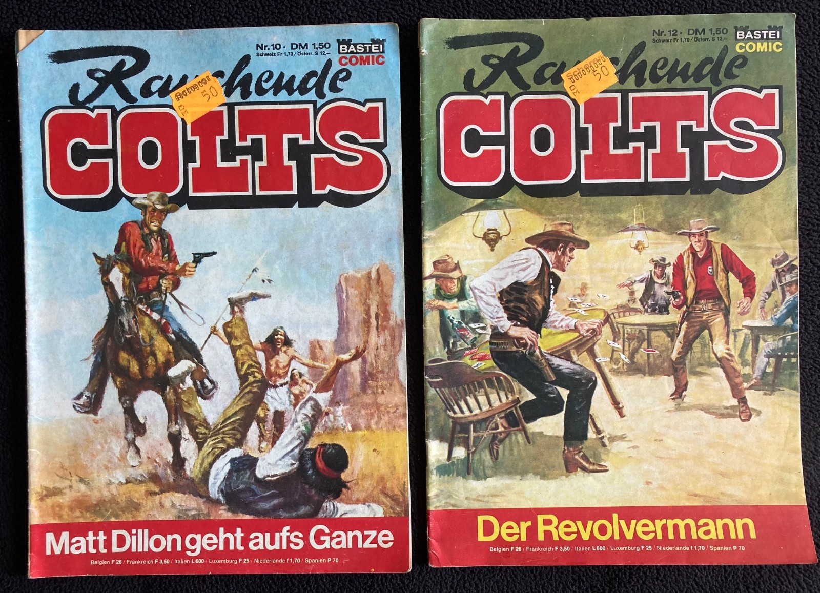 VTG 1977 German Language Western/Cowboys Comics-RAUCHEUDE COLTS (Pair) - BASTEI