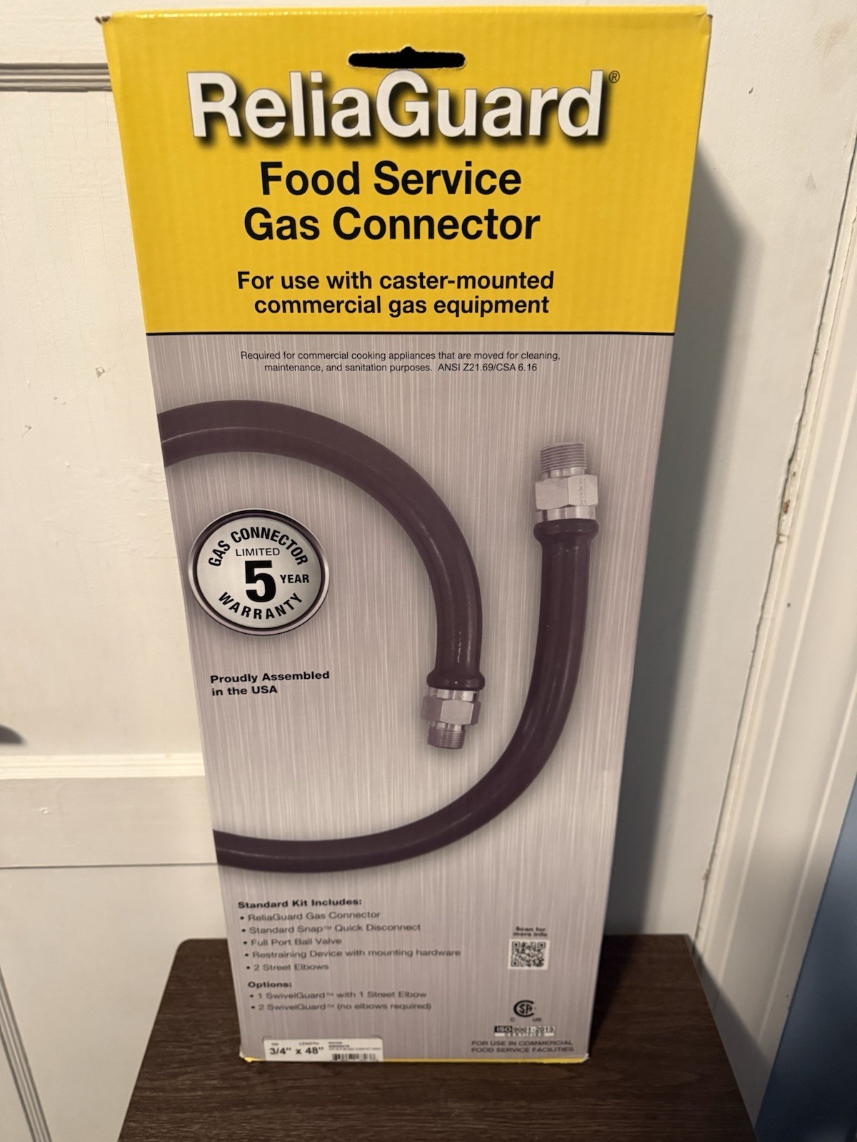 Relia Guard Food Service Gas Connector 3/4 X 48”
