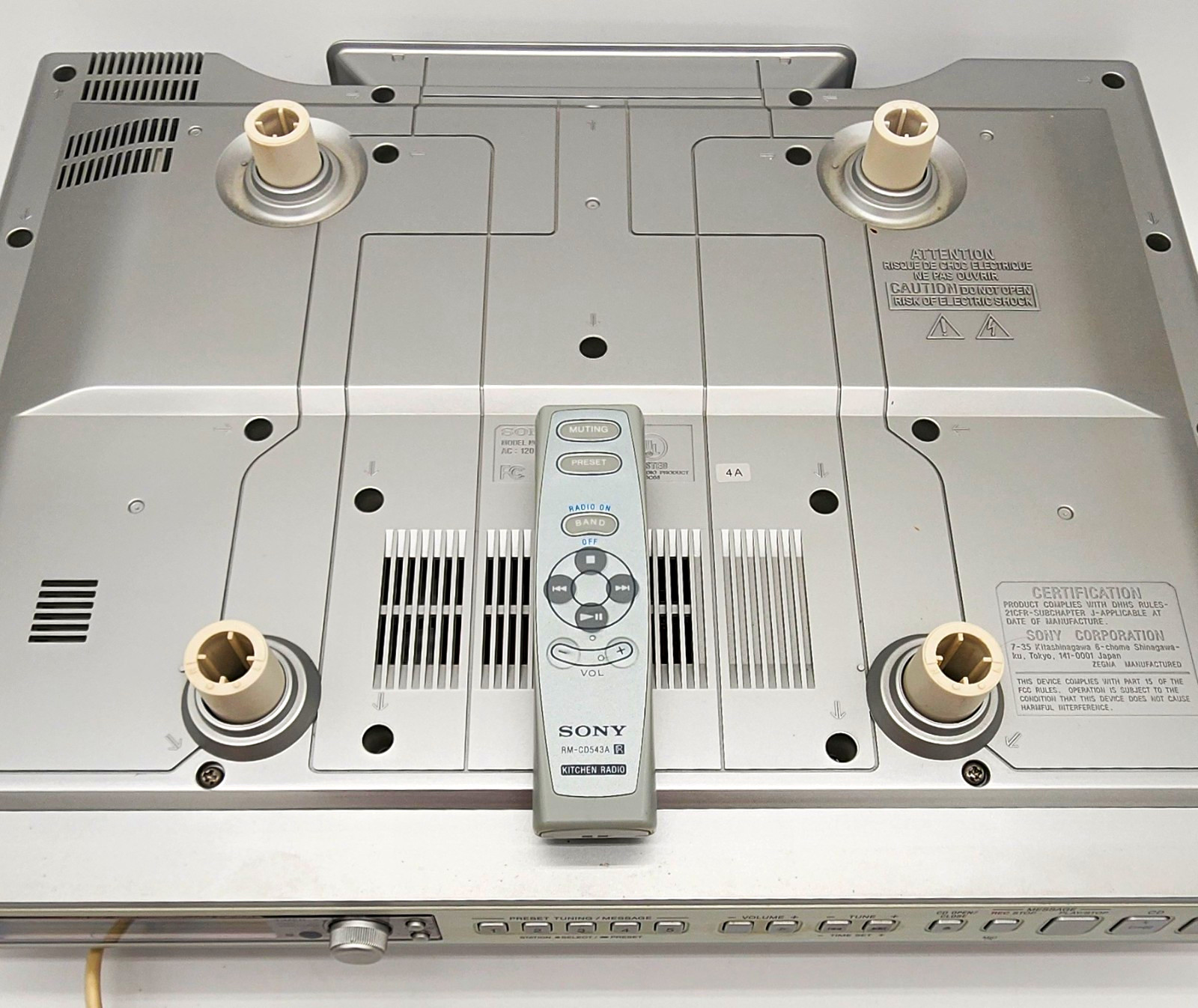 Sony ICF-CD553RM Under Cabinet Kitchen CD Clock Radio w RM-CD543A Remote Works
