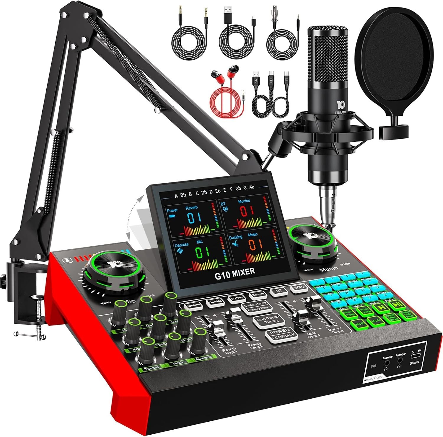 G10 Podcast Equipment Bundle with Audio Mixer & Mic for Streaming&Recording G10 Podcast Equipment Bundle with Audio Mixer & Mic for Streaming&Recording