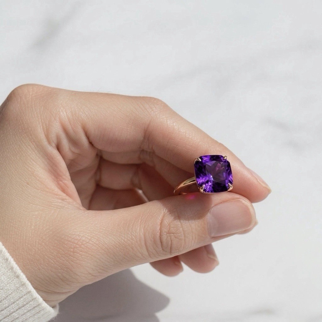 Vintage Purple Sapphire Ring 925 Sterling Silver Gift For Her Engagement Ring.