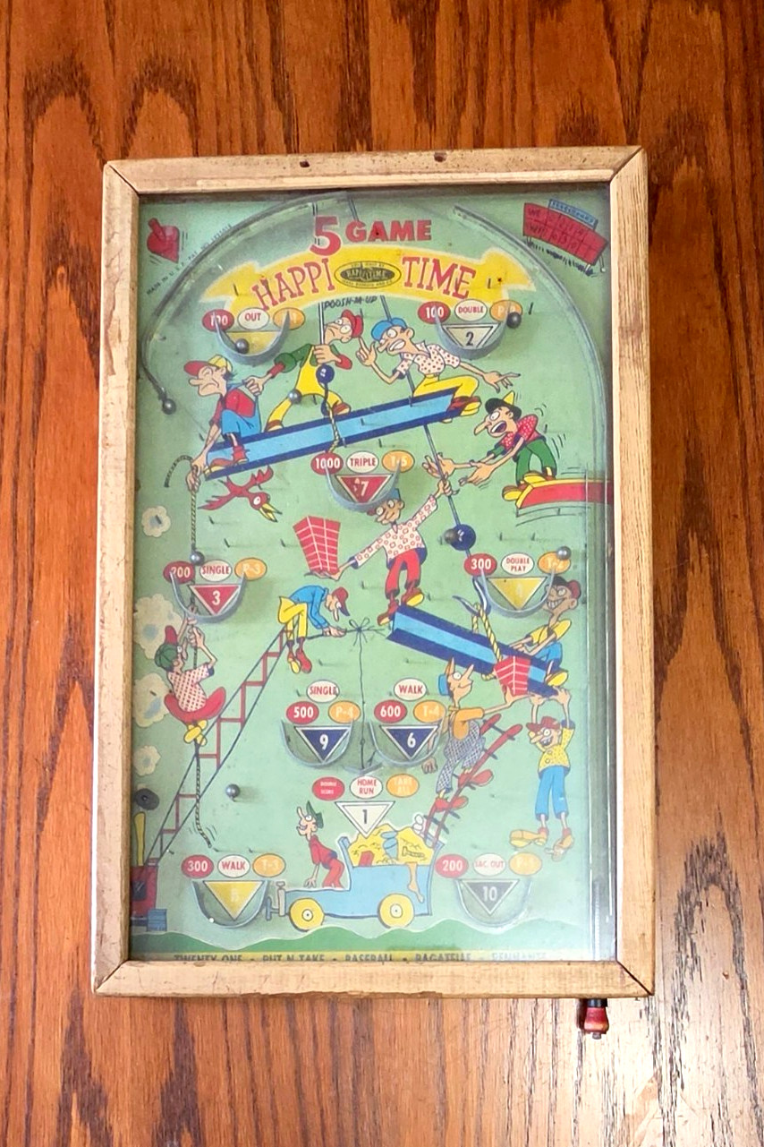 Vintage 1930s Bagatelle Happi-Time 5 Game, Baseball Sears Roebuck Co.Made In USA