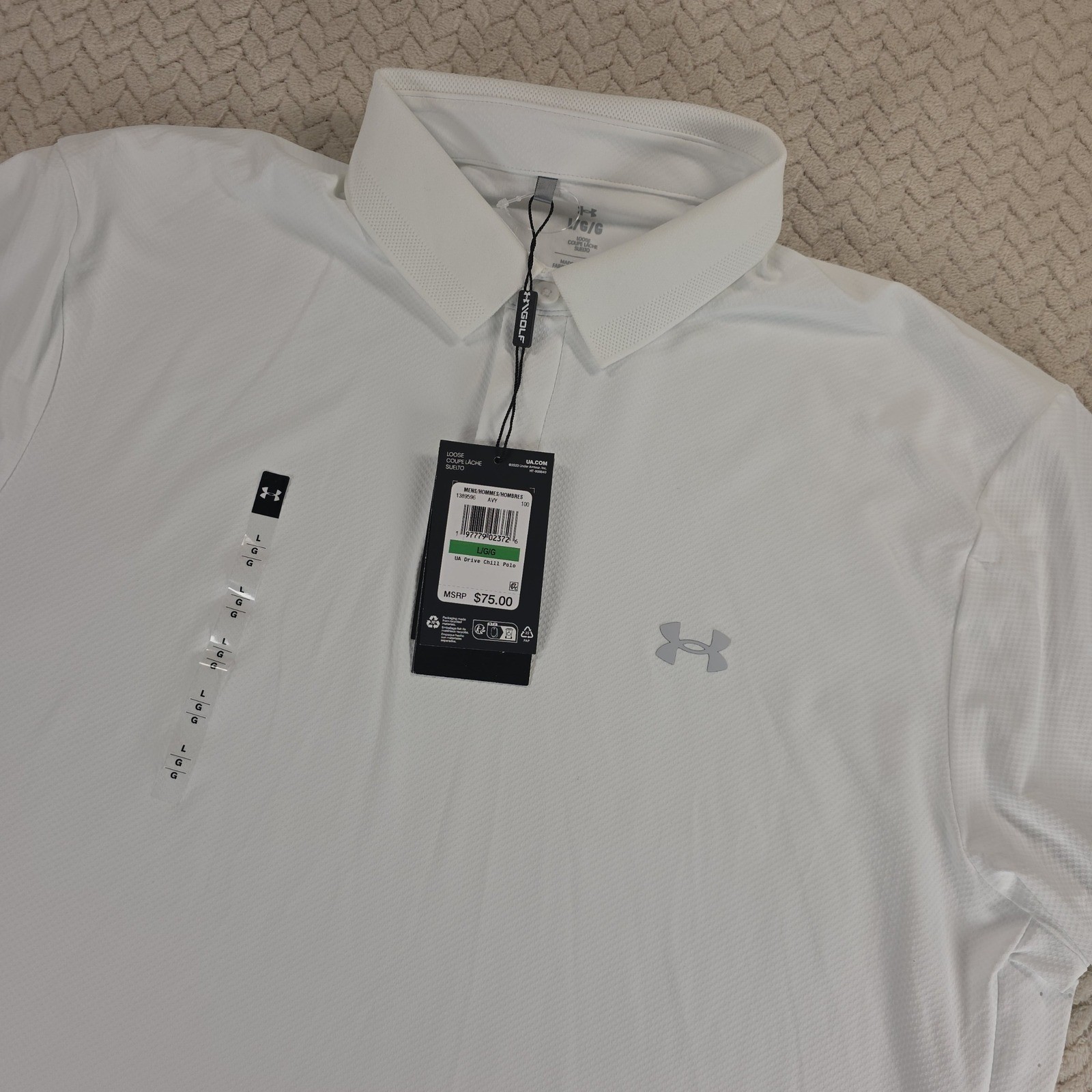 NEW Men\'s Under Armour Iso Chill Polo Shirt White Size Large MSRP $75