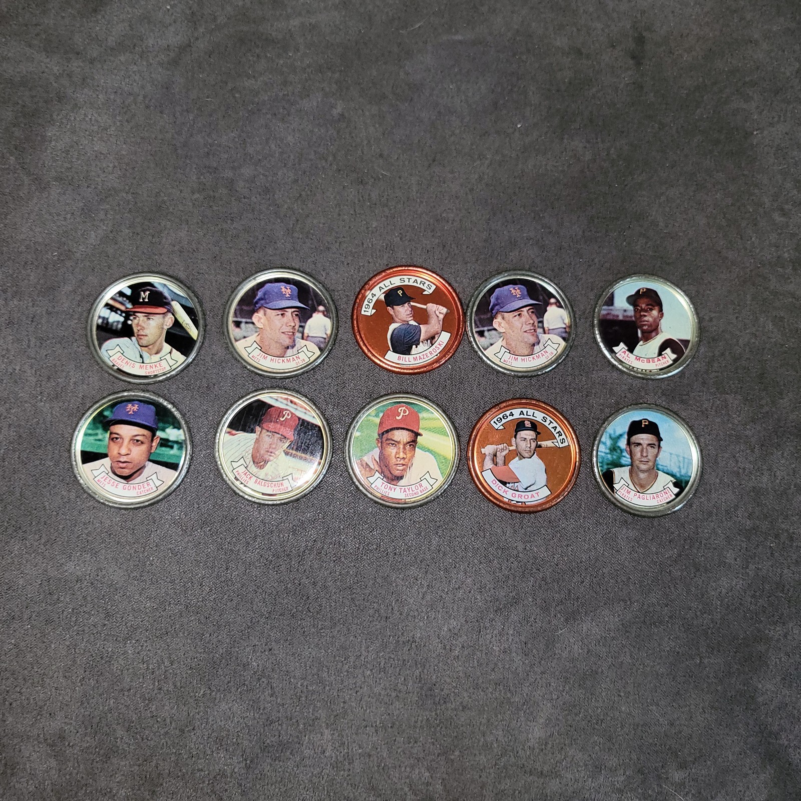 1964 Topps Baseball Coin Lot (10) Groat Hickman Pagliaroni Gonder CF 12423