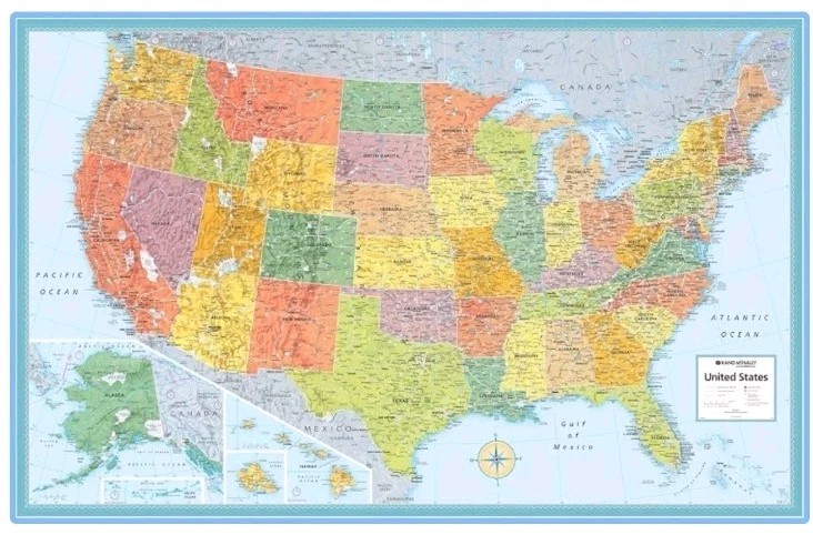 VTG RAND MCNALLY US WALL MAP LAMINATED M Series 50\ VTG RAND MCNALLY US WALL MAP LAMINATED M Series 50\