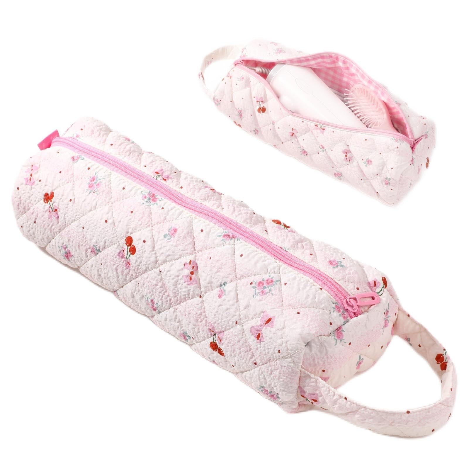 Portable Pink Hair Tools Travel Bag, Hair Tool Bag Quilted Cosmetics Toiletry Or Portable Pink Hair Tools Travel Bag, Hair Tool Bag Quilted Cosmetics Toiletry Or