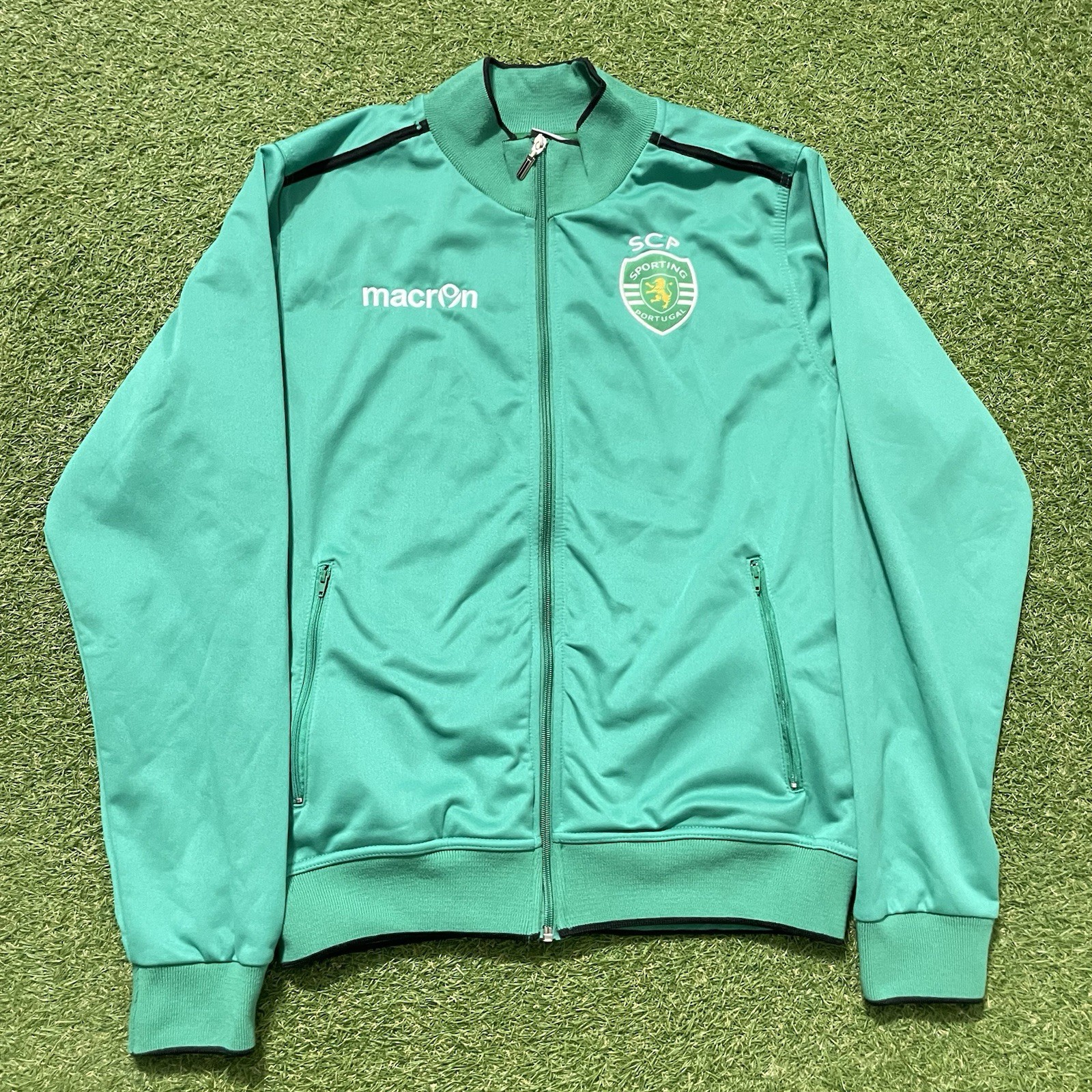 Macron SCP Sporting Portugal Full Zip Jacket Men’s Large L Football Soccer Green