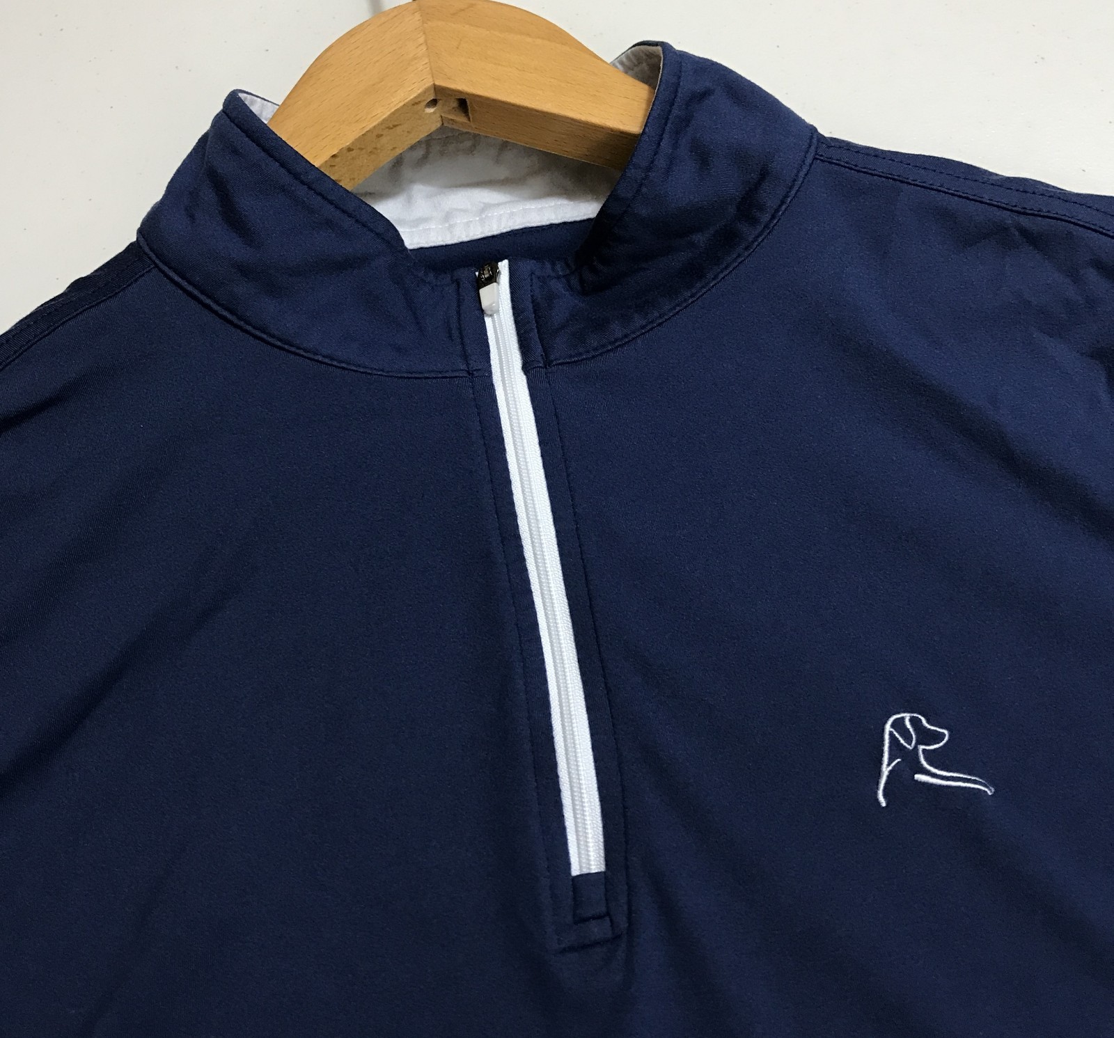 Rhoback Men\'s Performance Quarter-Zip Pullover Fleet Navy USA Flag Size M