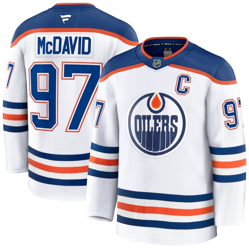 Connor McDavid Edmonton Oilers Fanatics Away Premium Jersey - White Size 50 NWT