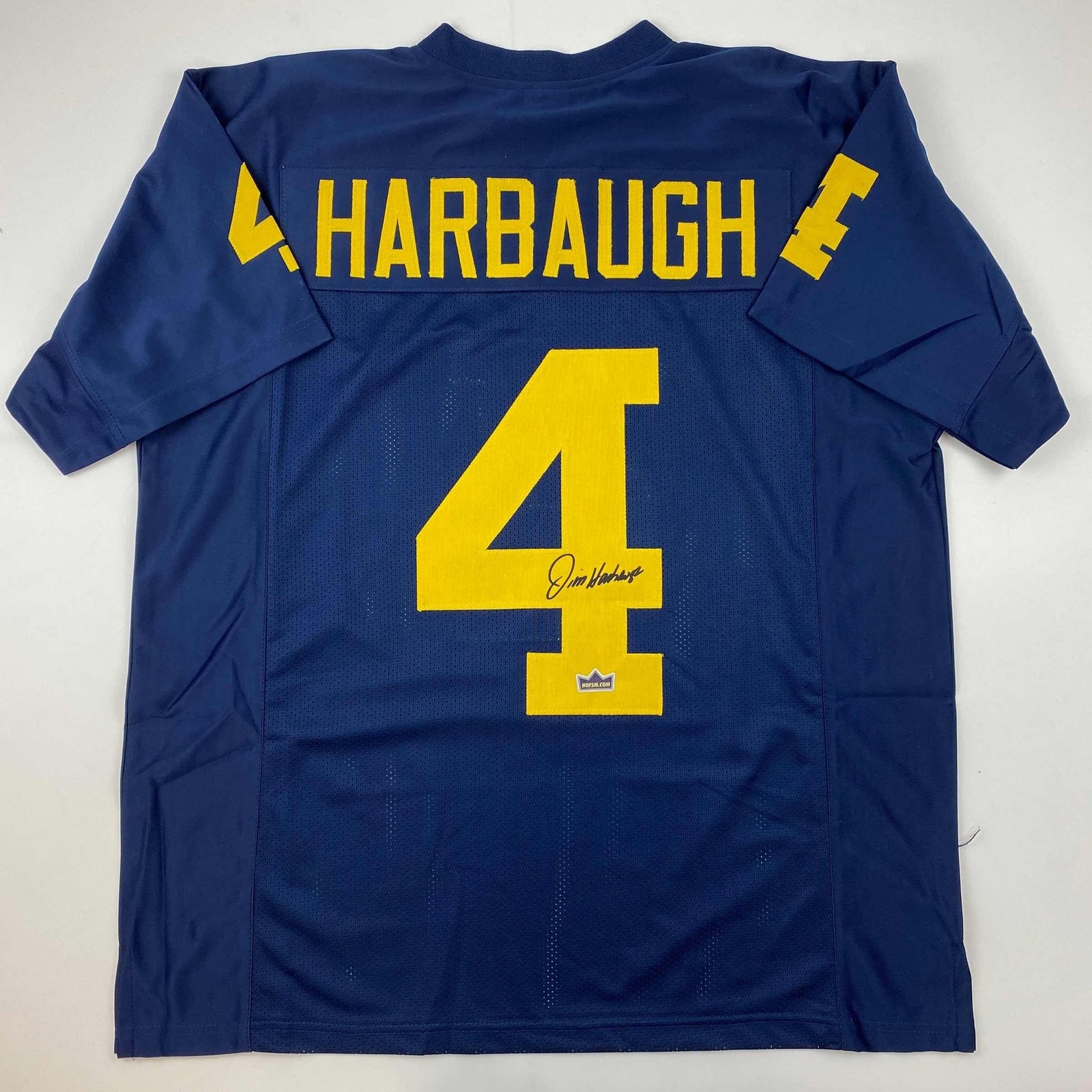 Facsimile Autographed Jim Harbaugh Michigan Blue Jersey Size Men\'s XL Facsimile Autographed Jim Harbaugh Michigan Blue Jersey Size Men\'s XL