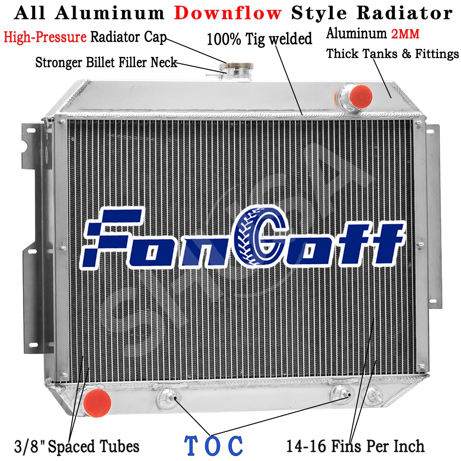 4 ROW RADIATOR fit Dodge Monaco/Polara/Chrysler 300/Plymouth Fury 7.2L 1966-1970