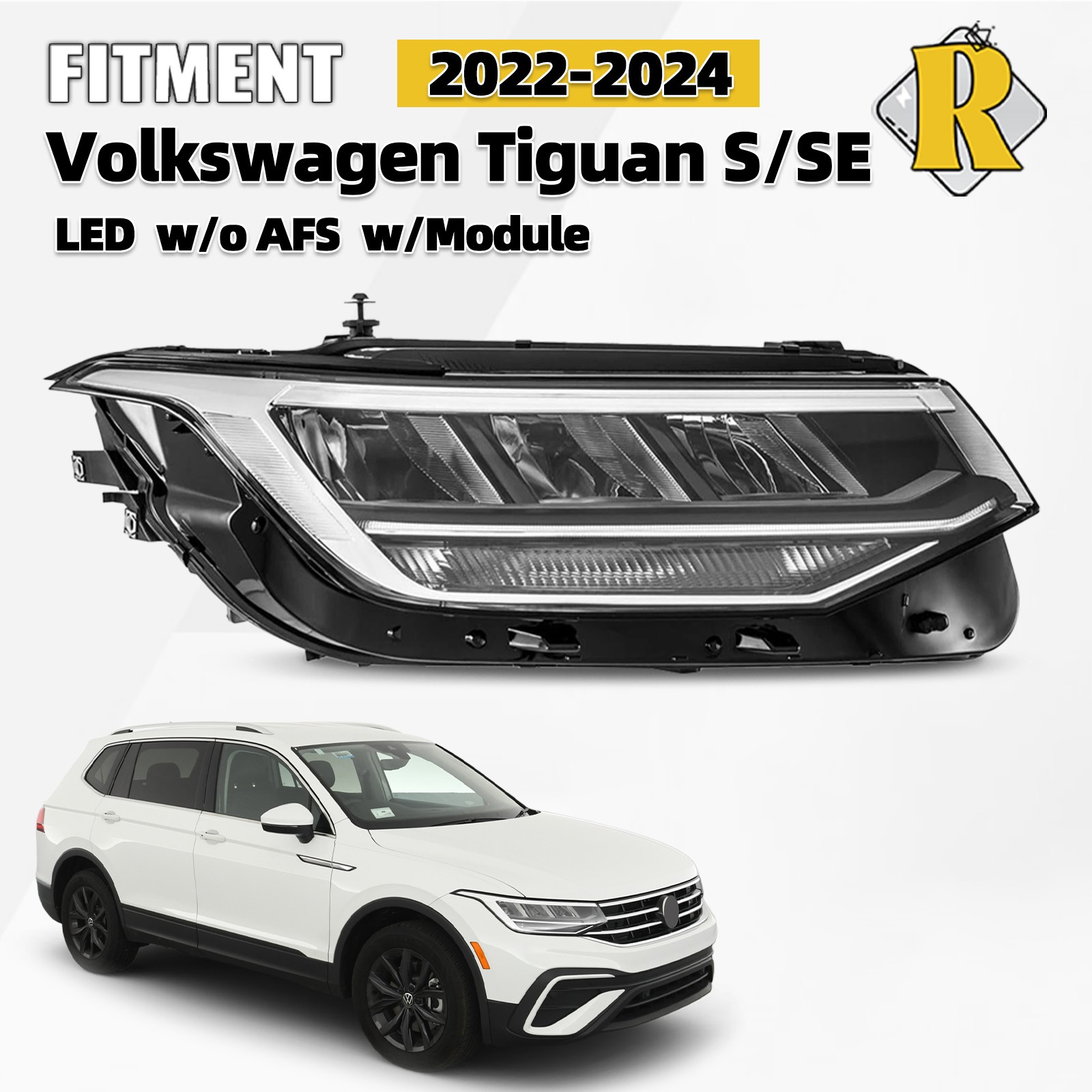 For 2022-2024 Volkswagen Tiguan S|SE LED Headlight W/O AFS Right Passenger Side