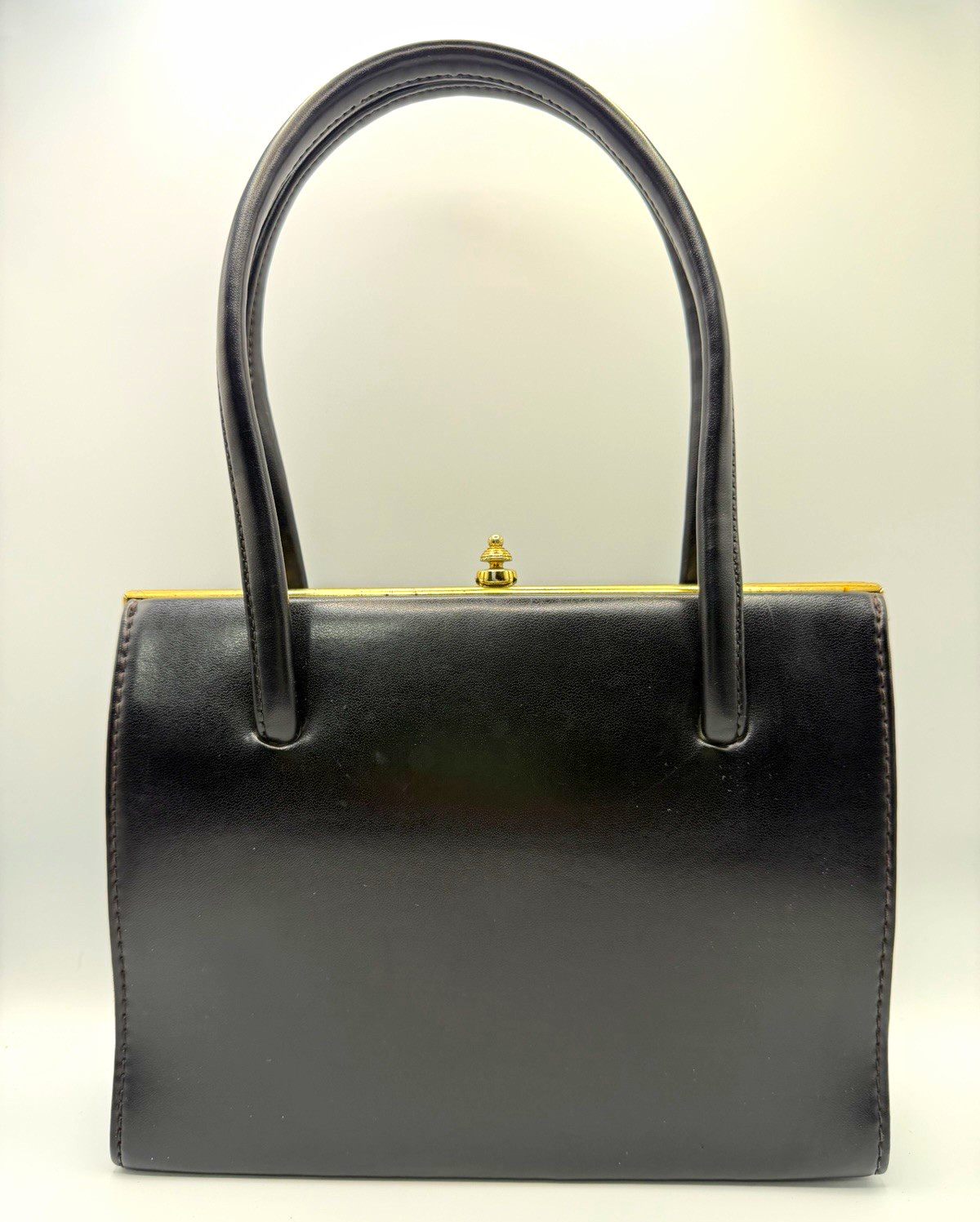 Vintage 1960s Freedex for Boots Black Leather Handbag Made Irish Republic