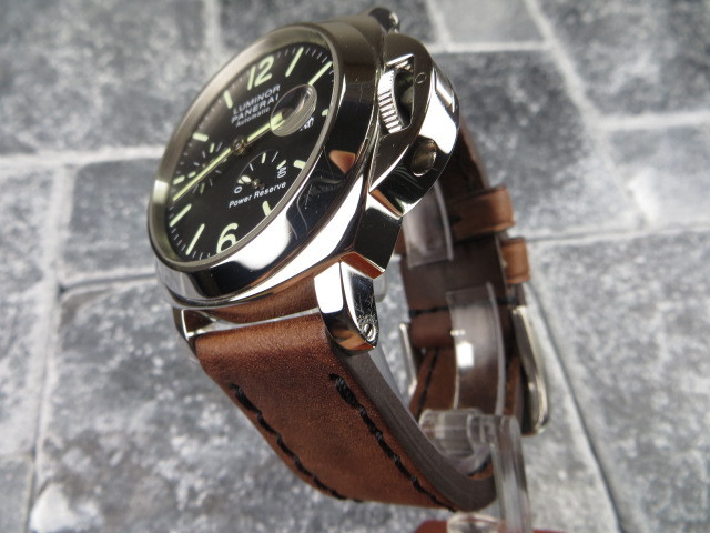 24mm NEW COW LEATHER STRAP Brown Watch Band Black Stitch for PANERAI 1950 24 mm