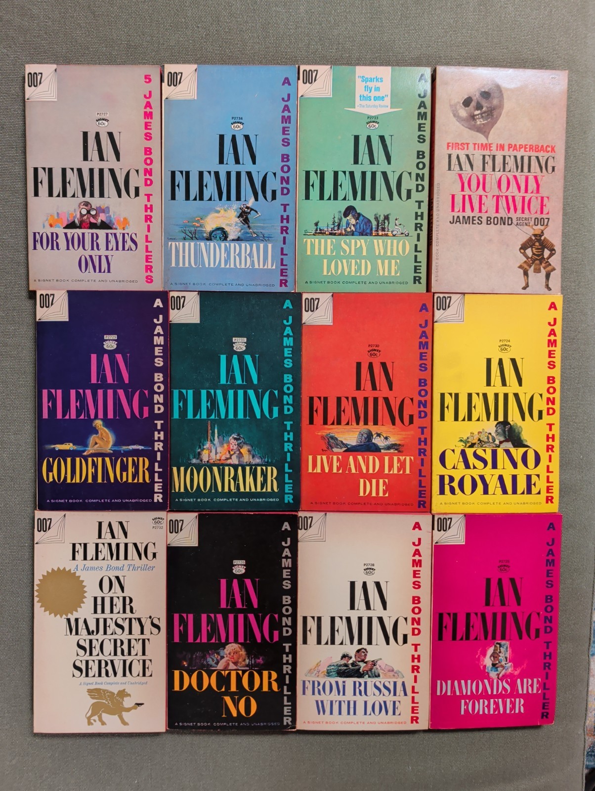 Vintage Signet James Bond Paperback Lot of 12 Ian Fleming 1960s Red Edge Vintage Signet James Bond Paperback Lot of 12 Ian Fleming 1960s Red Edge