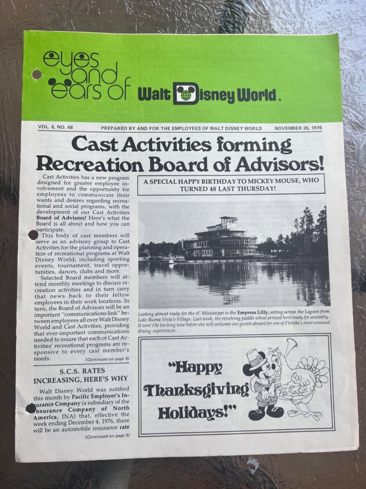 1976 Vintage Rare Disney original Document Eyes and Ears Publication. VOL.6 #48