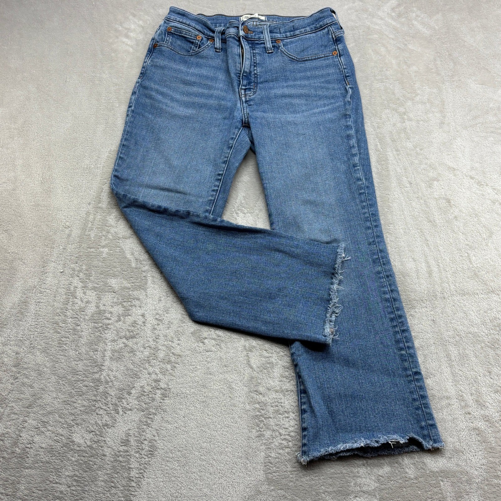 Madewell Straight Leg Jeans Women\'s 28 Blue Raw Hem HR Indie Boho Casual Denim