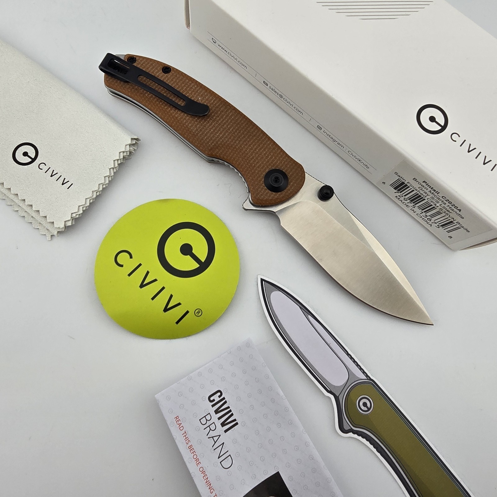 Civivi Pintail Folding Knife Drop Point S35VN Brown Micarta Liner Lock C2020A