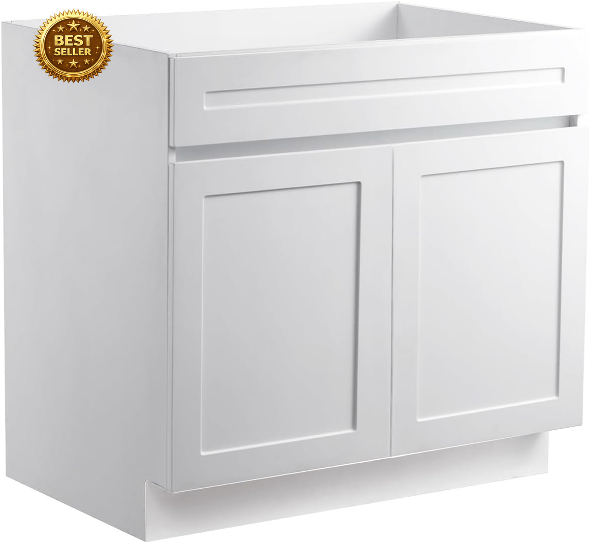 White Shaker Base Cabinet, 36-Inch Unassembled Sink Base Cabinet, 36\