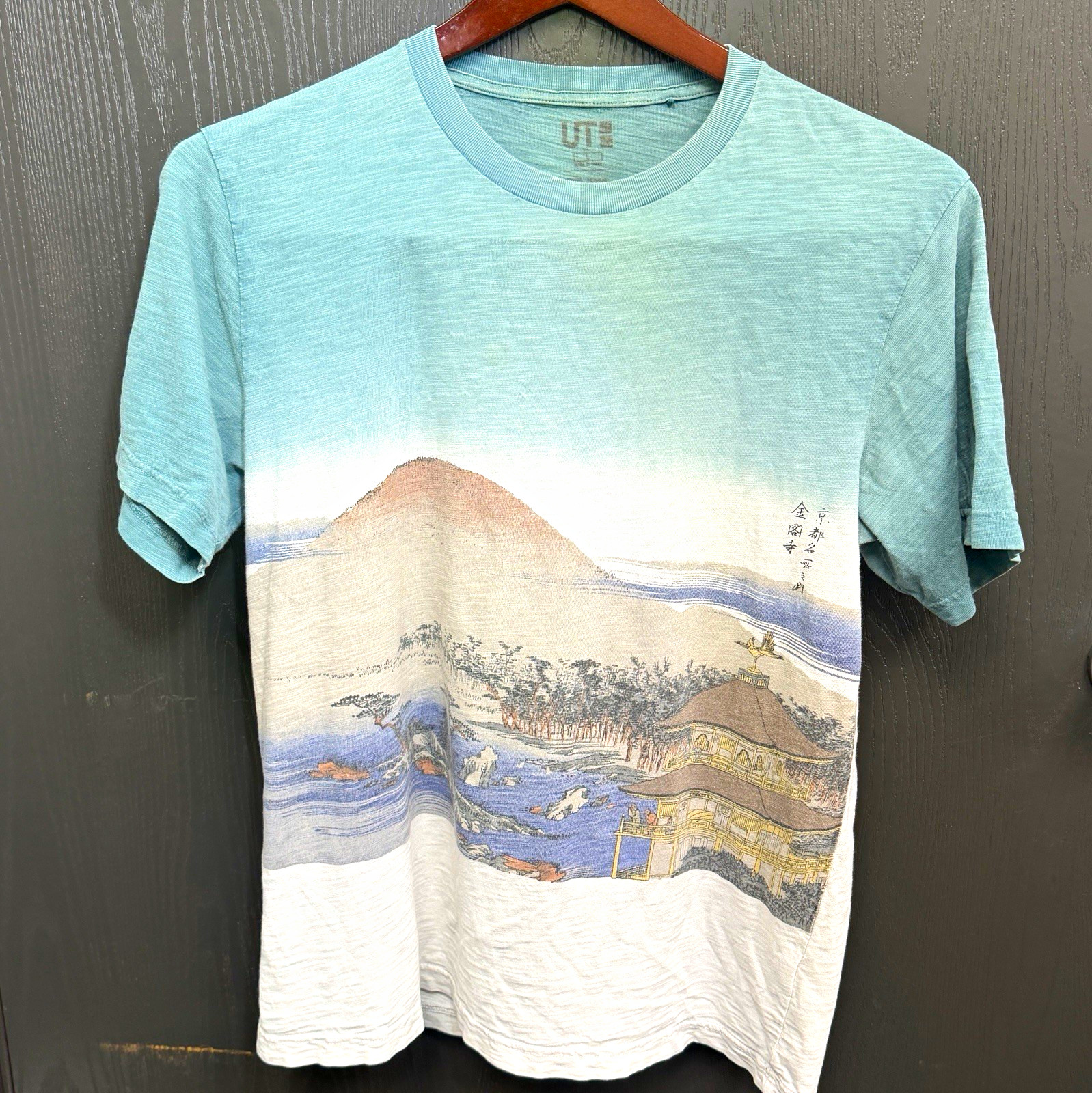 Uniqlo UT MFA Boston Japanese Art Kinkakuji Graphic T-Shirt Teal White Large Uniqlo UT MFA Boston Japanese Art Kinkakuji Graphic T-Shirt Teal White Large